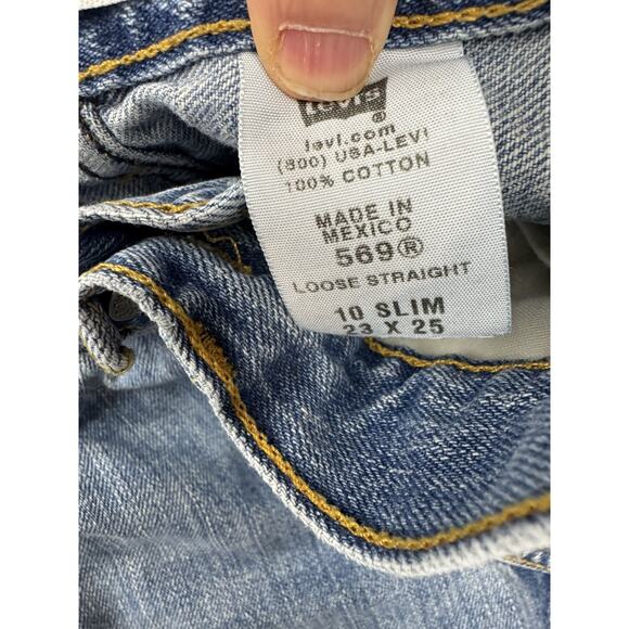 Levi's 569 Loose Straight Jeans Grunge Baggy Relaxed Light Wash Kids Size 10 S - Picture 7 of 12